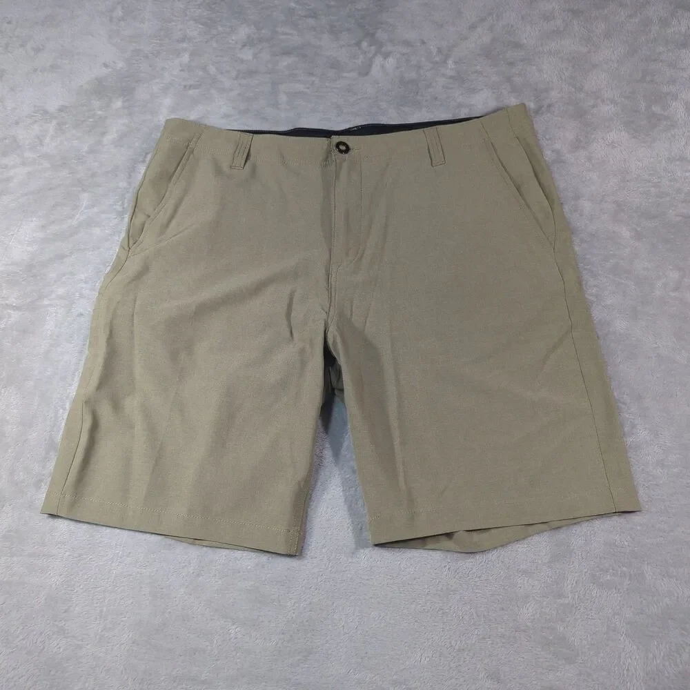 Volcom Mens 38 Hybrid Shorts Chino Boardshorts Stretch Khaki Tan Water Walkshort